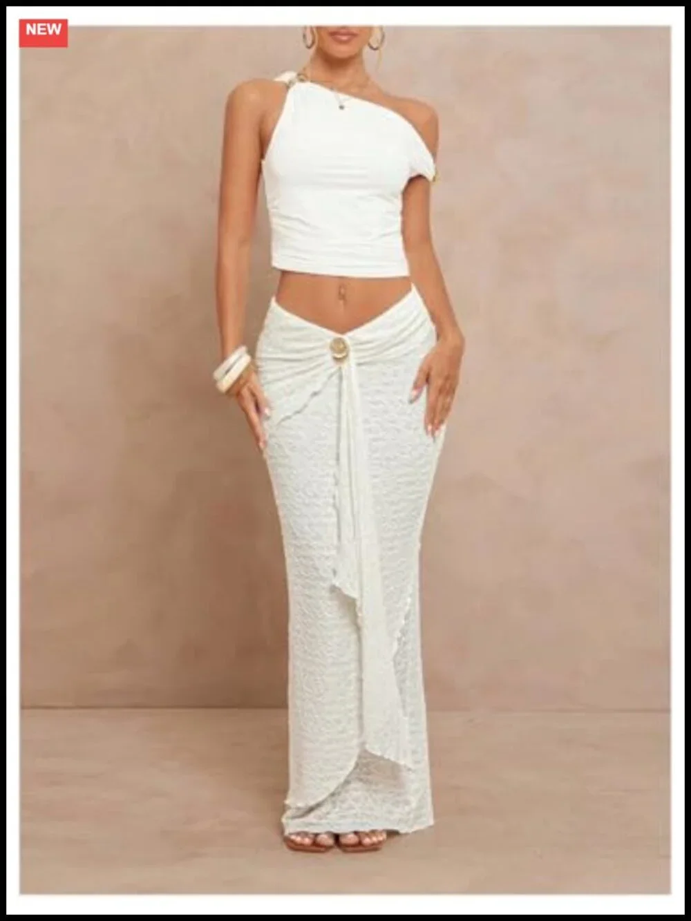 Women's Ruffle Maxi Skirt Low Rise Boho Vacation Pencil Skirt